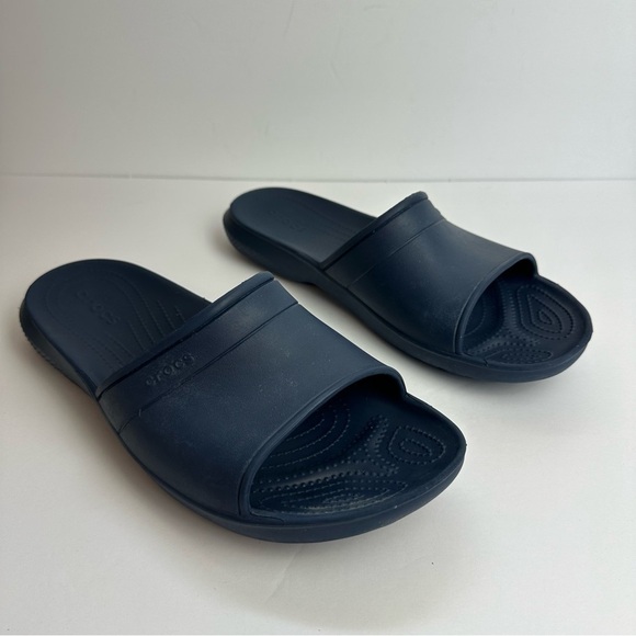 Crocs Iconic Comfort Slides Navy Blue Men’s Size 11 or Women's size 12 Beach - Picture 9 of 9